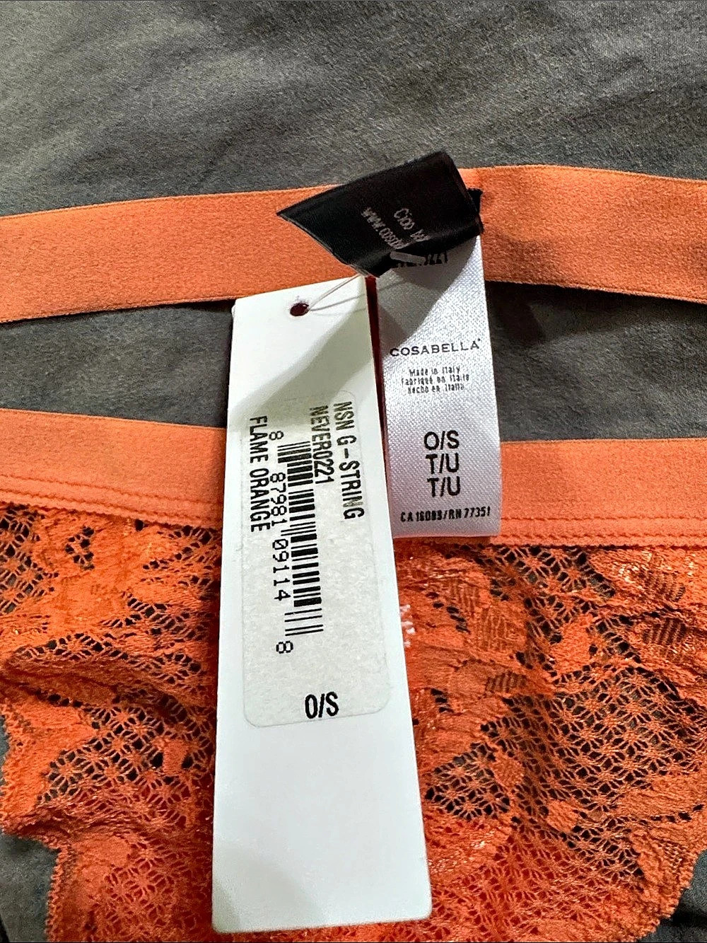Cosabella Never Say Never Hottie Thong Lace Thong in Orange Size S/M NWT - Picture 2 of 2